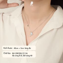 Dây Chuyền Nữ Đá Zircon Cz 5A Ánh Xà Cừ NHÀ CÚ Màu Bạc Xinh Xắn 7072 3