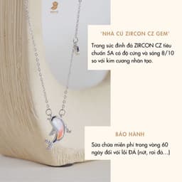 Dây Chuyền Nữ Đá Zircon Cz 5A Ánh Xà Cừ NHÀ CÚ Màu Bạc Xinh Xắn 7072 4