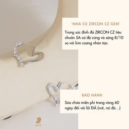 Bông Tai Khoen Đá Zircon Cz 5A Hình Trái Tim NHÀ CÚ Cây Xỏ Bạc 925 Nửa Màu Bạc Dễ Thương 18207 4