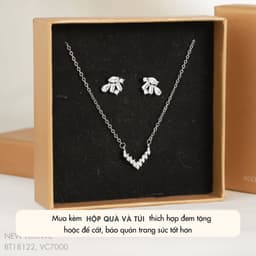 Dây Chuyền Nữ Đá Zircon Cz 5A Mặt Chữ V NHÀ CÚ Màu Bạc Sang Trọng Phong Cách Hàn Quốc 7000 5