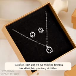 Dây Chuyền Nữ Đá Zircon Cz 5A Mặt Tròn NHÀ CÚ Màu Bạc Dễ Thương Phong Cách Hàn Quốc 6999 5
