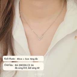 Dây Chuyền Nữ Đá Zircon Cz 5A Mặt Chữ V NHÀ CÚ Màu Bạc Sang Trọng Phong Cách Hàn Quốc 7000 3