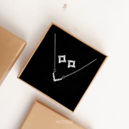 Dây Chuyền Nữ Đá Zircon Cz 5A Mặt Chữ V NHÀ CÚ Màu Bạc Sang Trọng Phong Cách Hàn Quốc 7000 4