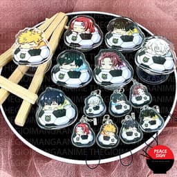 (mua 1 tặng 1) ( NẰM TRÊN BÓNG ) Giá đỡ và dây treo điện thoại BLUE LOCK anime chibi pop griptok móc khóa mica cute  1