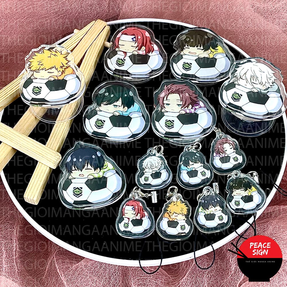 (mua 1 tặng 1) ( NẰM TRÊN BÓNG ) Giá đỡ và dây treo điện thoại BLUE LOCK anime chibi pop griptok móc khóa mica cute 