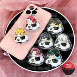 (mua 1 tặng 1) ( NẰM TRÊN BÓNG ) Giá đỡ và dây treo điện thoại BLUE LOCK anime chibi pop griptok móc khóa mica cute  4