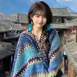 Khăn Áo Choàng Len Thổ Cẩm Nữ Mùa Thu Đông Kiểu Khoác Ngoài Chất Len Móc Dày Ấm🌏FREE SHIP🌎 Thời Trang Du Mục  7