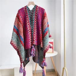 Khăn Áo Choàng Len Thổ Cẩm Nữ Mùa Thu Đông Kiểu Khoác Ngoài Chất Len Móc Dày Ấm🌏FREE SHIP🌎 Thời Trang Du Mục  3