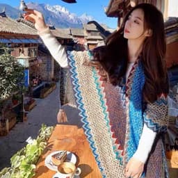 Khăn Áo Choàng Len Thổ Cẩm Nữ Mùa Thu Đông Kiểu Khoác Ngoài Chất Len Móc Dày Ấm🌏FREE SHIP🌎 Thời Trang Du Mục  5
