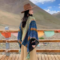 Khăn Áo Choàng Len Thổ Cẩm Nữ Mùa Thu Đông Kiểu Khoác Ngoài Chất Len Móc Dày Ấm🌏FREE SHIP🌎 Thời Trang Du Mục  6