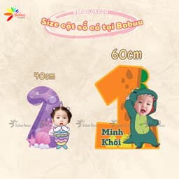 Cột số kèm chibi sinh nhật cho bé trai bé gái 9
