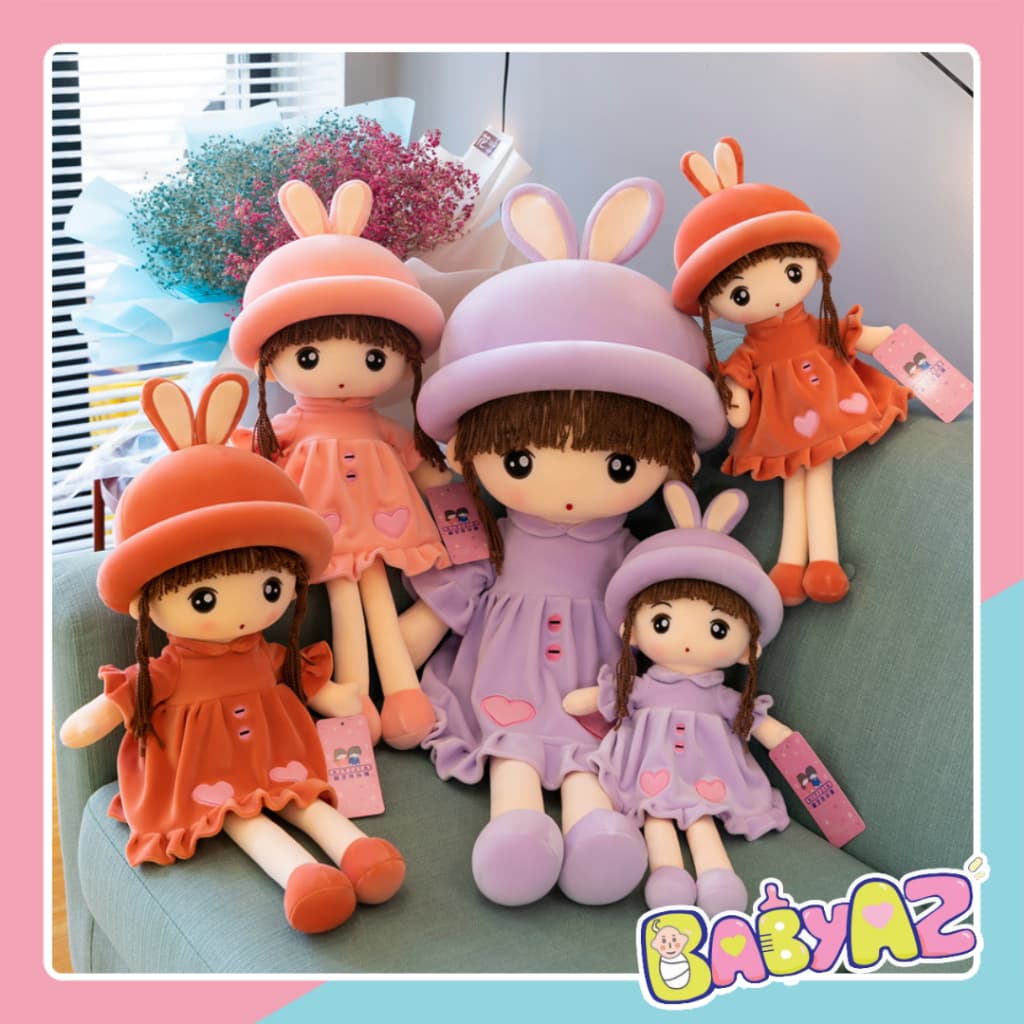 Gấu bông búp bê cho bé gái váy nhung size 50cm - 70cm, búp bê công chúa dễ thương MIU GẤU XINH