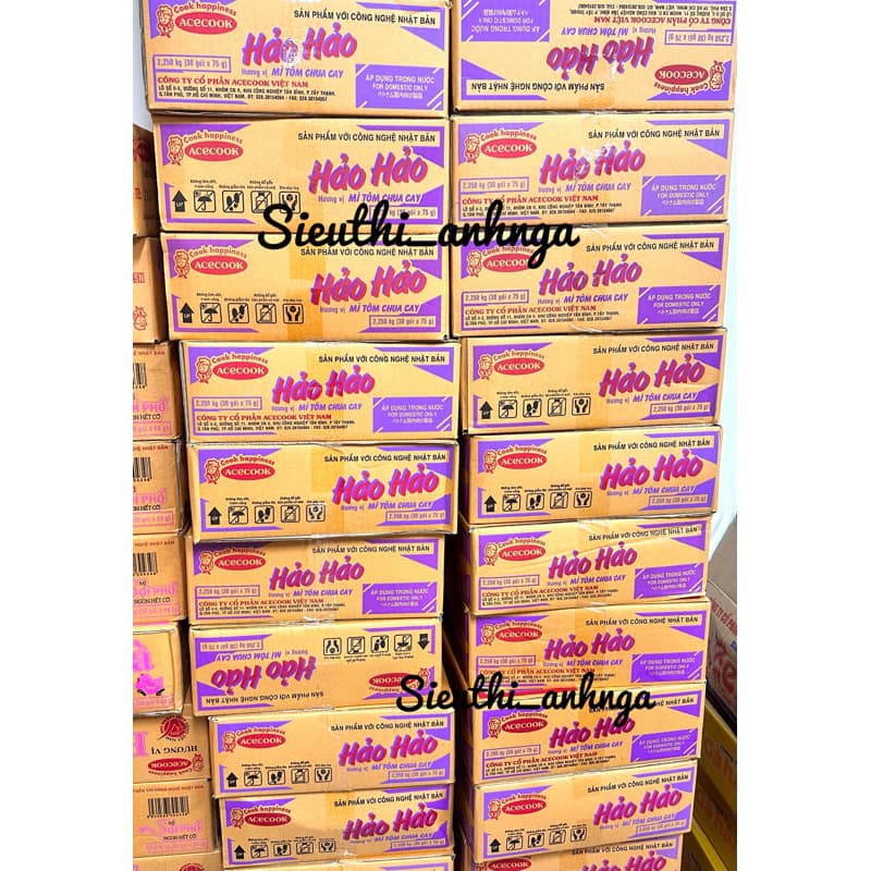 Thùng Mì Tôm Hảo Hảo Chua Cay/Mì Xào 30 gói x 75g