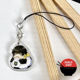 (mua 1 tặng 1) ( NẰM TRÊN BÓNG ) Giá đỡ và dây treo điện thoại BLUE LOCK anime chibi pop griptok móc khóa mica cute  6