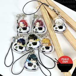 (mua 1 tặng 1) ( NẰM TRÊN BÓNG ) Giá đỡ và dây treo điện thoại BLUE LOCK anime chibi pop griptok móc khóa mica cute  3