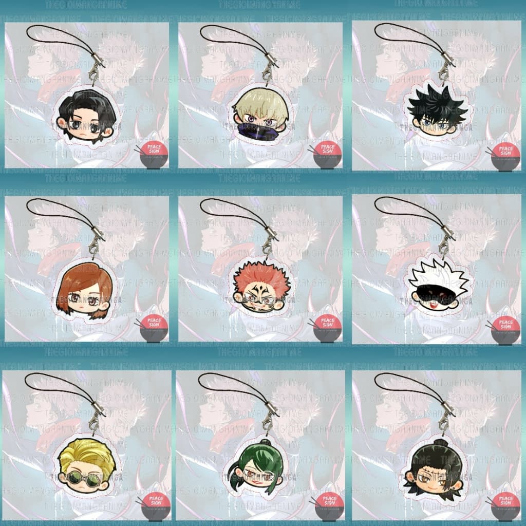(mua 1 tặng 1) ( ĐẦU CHIBI ) Móc dây treo điện thoại JUJUTSU KAISEN anime chibi mica trong acrylic móc khóa
