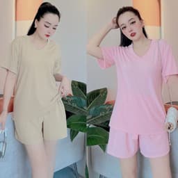 Đồ Bộ Nữ Bigsize LIMO DB48 Áo Phối Quần Lửng Ngố Thun Gân Cotton Co Giãn Bộ Mặc Nhà Thoải Mái 5