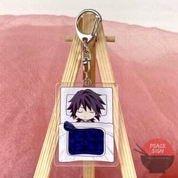 (mua 1 tặng 1) (Mua  tặng 1) Móc khóa KIMETSU NO YAIBA ver ĐẮP CHĂN keyring mica acrylic in hình anime chibi dễ thương 2