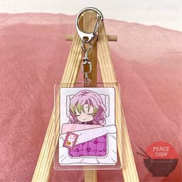 (mua 1 tặng 1) (Mua  tặng 1) Móc khóa KIMETSU NO YAIBA ver ĐẮP CHĂN keyring mica acrylic in hình anime chibi dễ thương 4