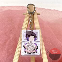 (mua 1 tặng 1) (Mua  tặng 1) Móc khóa KIMETSU NO YAIBA ver ĐẮP CHĂN keyring mica acrylic in hình anime chibi dễ thương 6