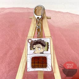 (mua 1 tặng 1) (Mua  tặng 1) Móc khóa KIMETSU NO YAIBA ver ĐẮP CHĂN keyring mica acrylic in hình anime chibi dễ thương 9