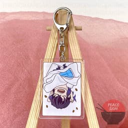 (mua 1 tặng 1) (Mua  tặng 1) Móc khóa KIMETSU NO YAIBA ver ĐẮP CHĂN keyring mica acrylic in hình anime chibi dễ thương 7