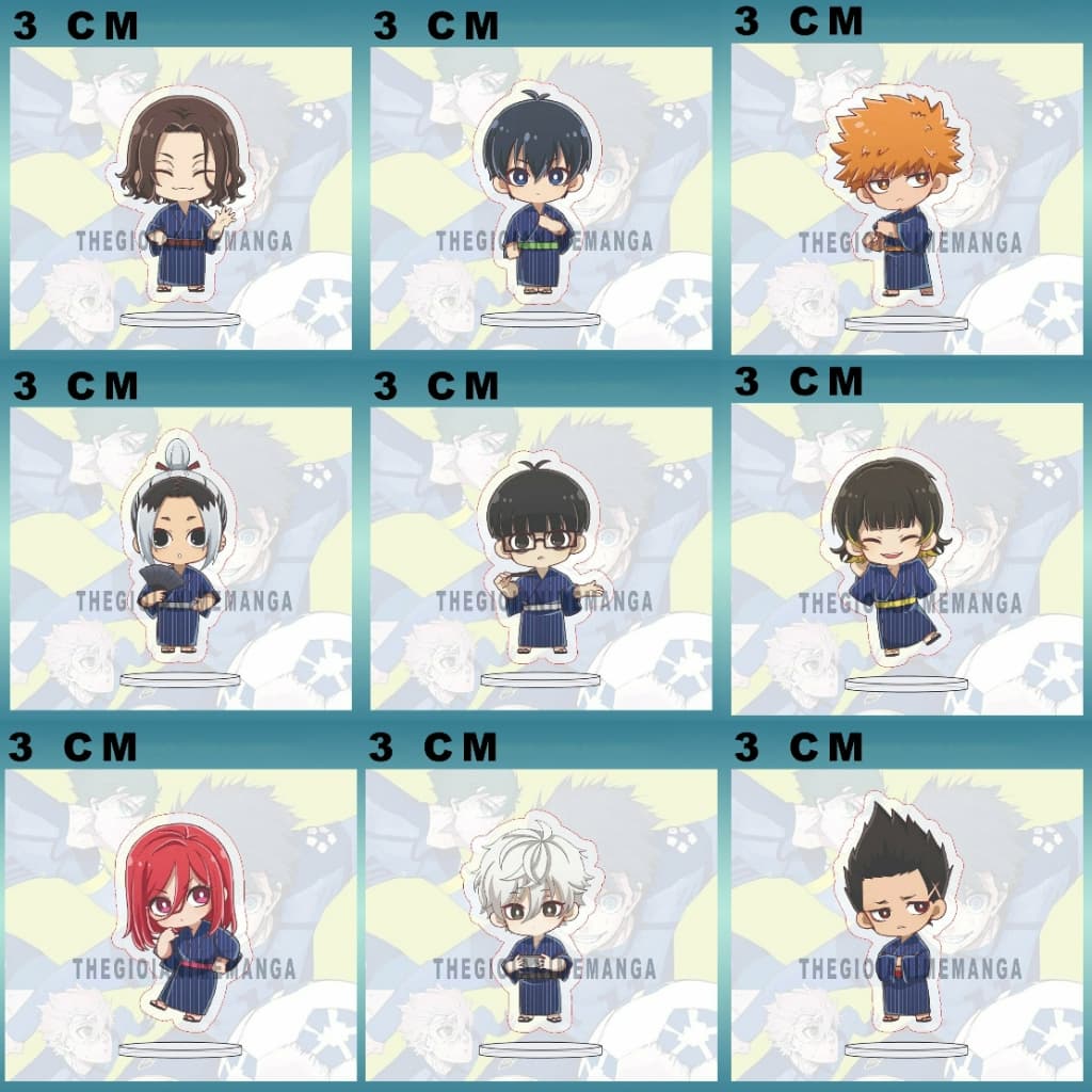 (mua 1 tặng 1) (3CM) MÔ HÌNH Standee BLUE LOCK ver YUKATA XANH mini chibi mica acrylic anime trang trí dễ thương
