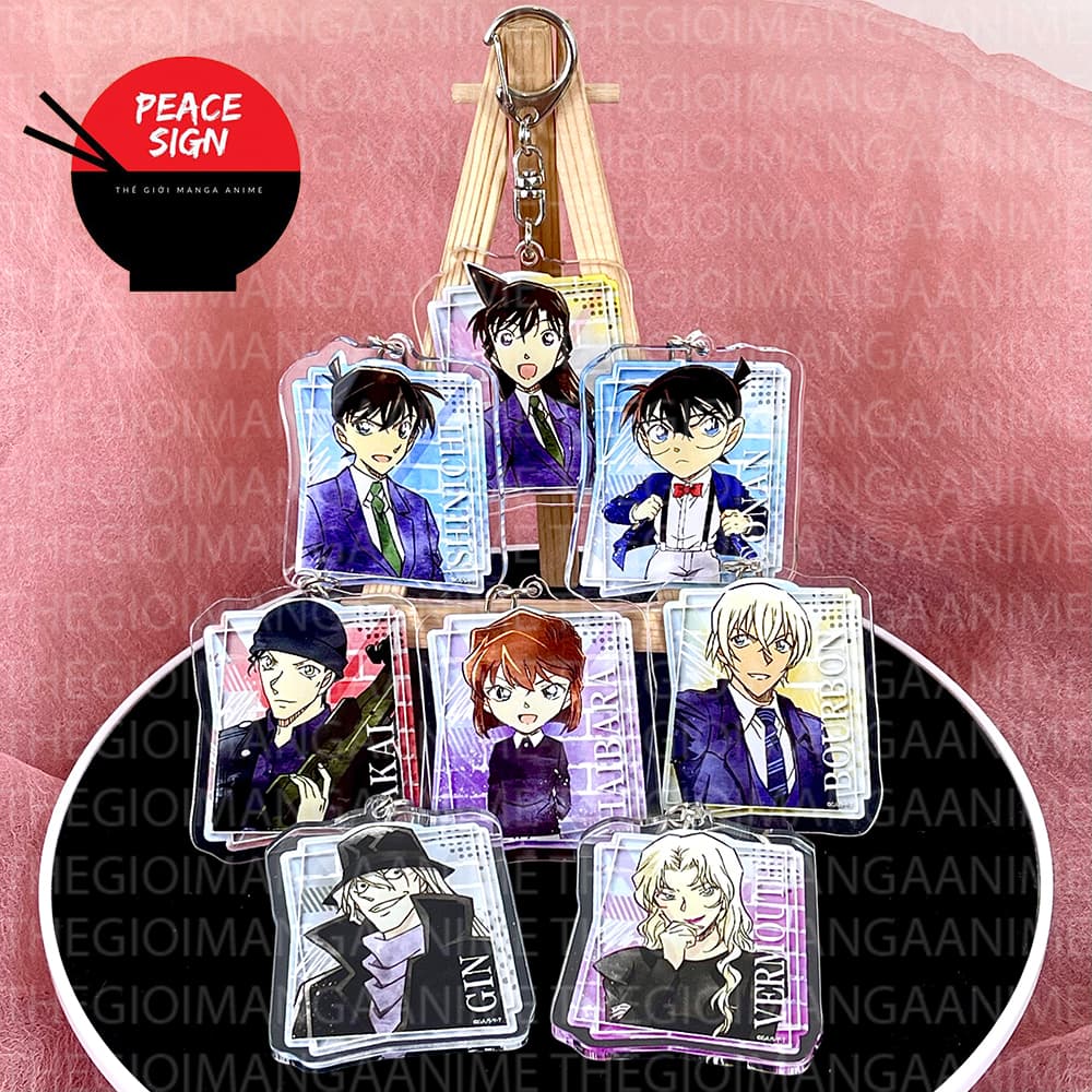 Mua 1 tặng 1 (KHUNG GALAXY) Móc khóa DETECTIVE CONAN Thám Tứ Lừng Danh keyring mica acrylic in hình anime chibi
