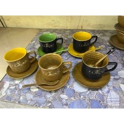 Giá Sỉ tại xưởng sản xuất Bộ Bếp tách đun hâm nóng TAI RƠI cafe gốm sứ Bát Tràng Size 180ml 2