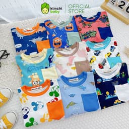 [10-29KG] Bộ Dài Tay Cho Bé Trai KIMCHIBABY Vải Cotton Cao Cấp 190gsm Mềm Mịn Họa Tiết Siêu Nhân CAP KD601 9