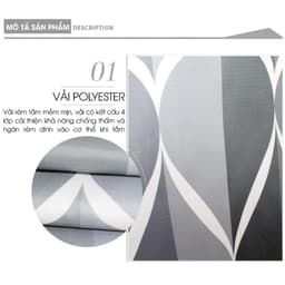 Rèm treo nhà tắm vải Poliester LADOHOME hoa văn sóng lượn cao cấp 4