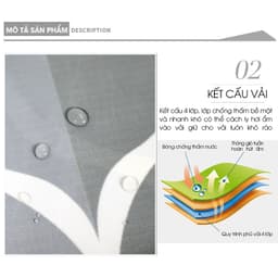 Rèm treo nhà tắm vải Poliester LADOHOME hoa văn sóng lượn cao cấp 5