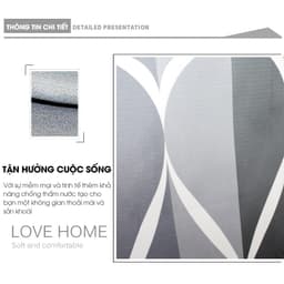 Rèm treo nhà tắm vải Poliester LADOHOME hoa văn sóng lượn cao cấp 8