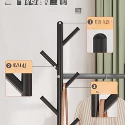 Giá Kệ Treo Quần Áo Decor Sang Xịn Tích Hợp Khung Treo Đồ, Móc Treo Mũ, Khay Để Đồ Tiện Ích. 5