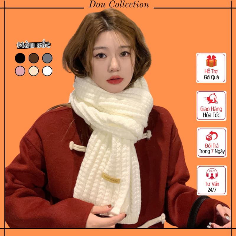 [Nowship2h] Khăn Choàng Cổ Len (Khăn Cashmere Len) Cao Cấp Giữ Ấm Mùa Đông - 40x180cm - Handmade - Mã LN004