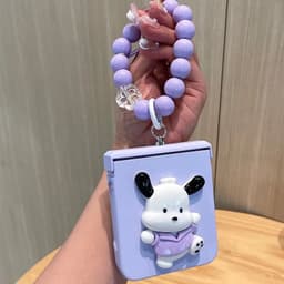 [CÓ SẴN] Ốp Z Flip 8 - Z Flip 7 - Z Flip6 5G giá đỡ / pop cún tai dài charm mây kèm dây hạt và thanh bảo vệ bản lề 7