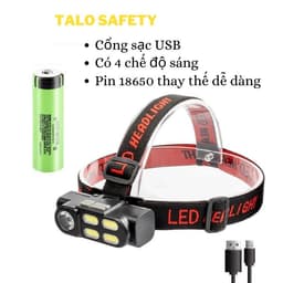 Đèn pin đeo đầu mini nhẹ gọn led XPE và led Cod dùng pin sạc 18650 có thể thay pin linh 9
