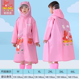 TD67AD Áo mưa trẻ em cao cấp chống thấm nước, họa tiết hình thú dễ thương cho bé cao 110-140Cm 6
