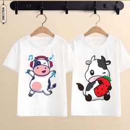 Áo Thun In Hình Bò Sữa Cho Bé Trai Bé Gái Cực Cute 1