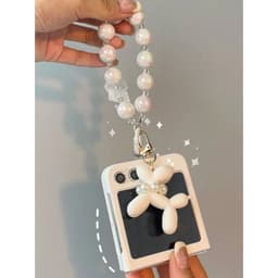 [CÓ SẴN] Nhiều màu - Ốp Z Flip6 - Z Flip4 - Z Flip3 - Flip5 5G màu pastel xinh xắn kèm dây hạt nhũ nơ khóa poodle treo 4