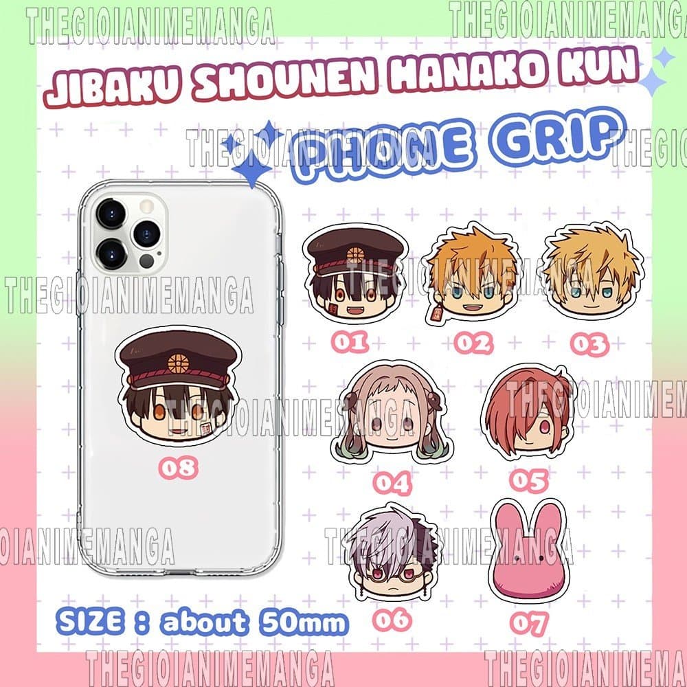 Giá đỡ Dây treo điện thoại Jibaku Shounen Hanako-kun ver FACE móc khóa anime chibi griptok tiện lợi phone mica acrylic