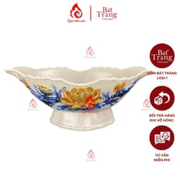 Bát đựng gà cúng men rạn hoa sen đĩa thuyền đựng gà gốm Bát Tràng chính hãng Gốm Thiên Long 230942 2