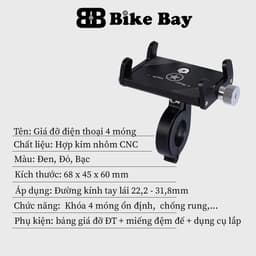 Giá đỡ điện thoại xe đạp, Giá treo điện thoại hợp kim nhôm cao cấp đa năng GTDTN 4