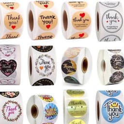 VINBEO Cuộn 500 tem Sticker Thank you in màu tự dính - Tem cảm ơn siêu dễ thương nền Hồng|HD96 AK006 3