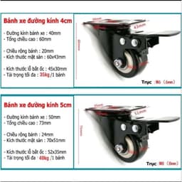 [KKTHN] Bánh Xe Gắn Loa Kéo, Tủ Kệ, Đế Lót Chậu, Bánh Xe Đẩy Hàng Mini Viền Đen Chịu Tải 3