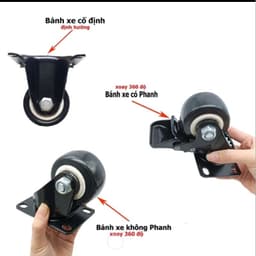 [KKTHN] Bánh Xe Gắn Loa Kéo, Tủ Kệ, Đế Lót Chậu, Bánh Xe Đẩy Hàng Mini Viền Đen Chịu Tải 5