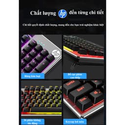Bộ bàn phím và chuột Gaming giả cơ HP KM300F gaming  kim loại led màu 3