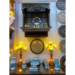 Cặp Đèn Hoa Sen Bình Ngọc Lưu Ly Chân Đế Hợp Kim 5 Bông Hoa Sen Nở Hàng Nhập Khẩu hàng cao cấp 1