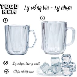 Cốc nhựa trong Chịu Nhiệt Cao 450ml,460ML Có Quai Cầm Uống Bia, cốc Nước, Cốc sinh tố 3