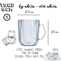 Cốc nhựa trong Chịu Nhiệt Cao 450ml,460ML Có Quai Cầm Uống Bia, cốc Nước, Cốc sinh tố 4